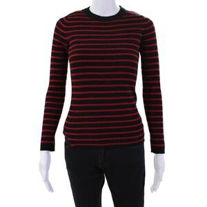 Just Womens Long Sleeve Crew Neck Ribbed Striped Sweater Black Red Size Medium